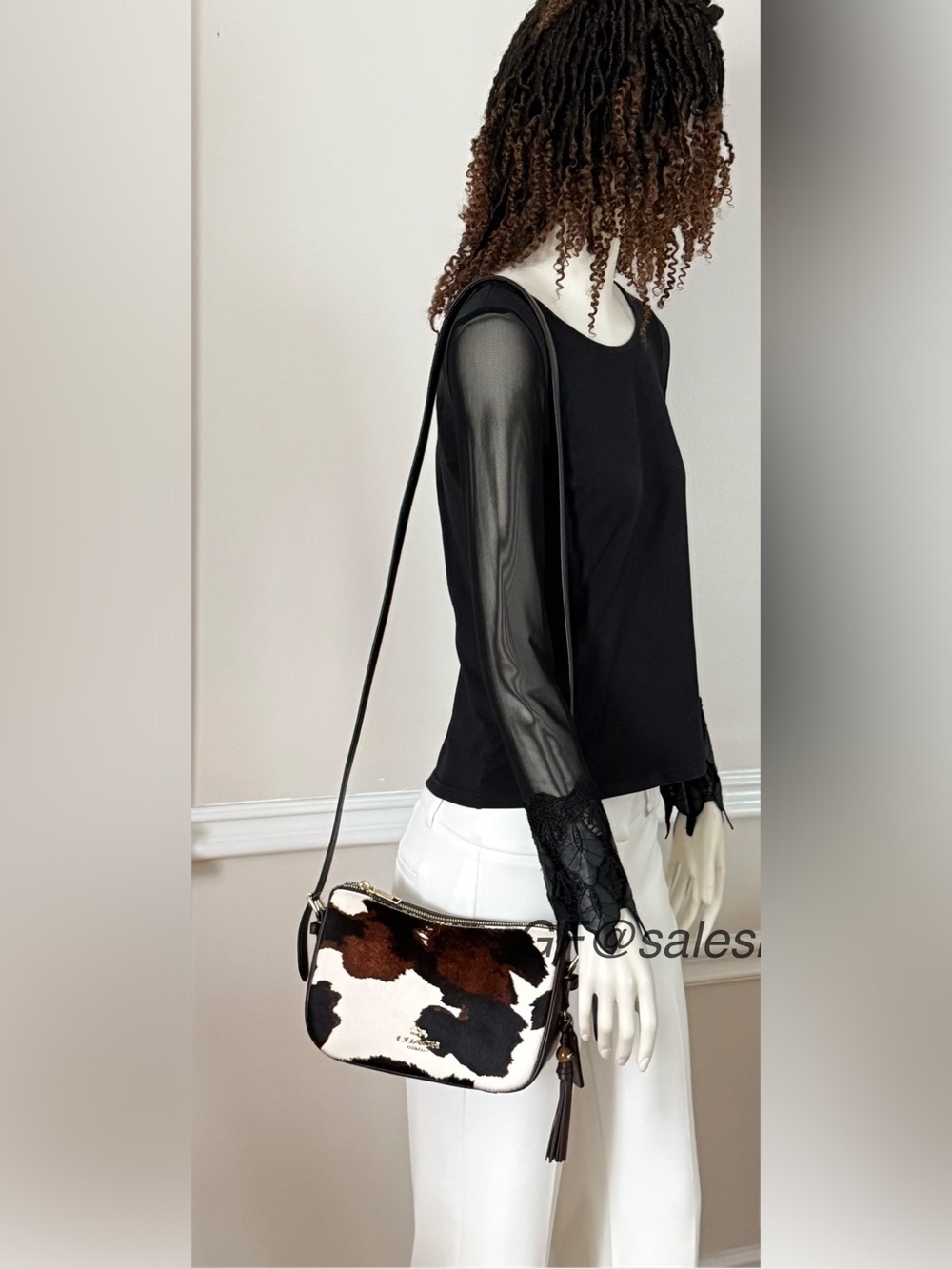 Last one NWT Coach Kailey Haircalf Cow Print Shoulder Crossbody Bag Brown CCC84 - Picture 4 of 16